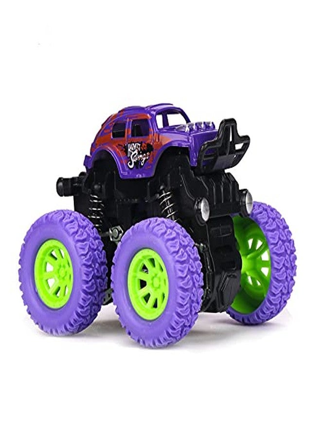 PULSBERY Plastic Unbreakable 4 Wheel Friction Powered Mini Rock Trucks Cars - Drive Vehicles Toys for Boys with Big Rubber Tires,Multicolor (Monster Truck Toy-1 Qty) - Image 3